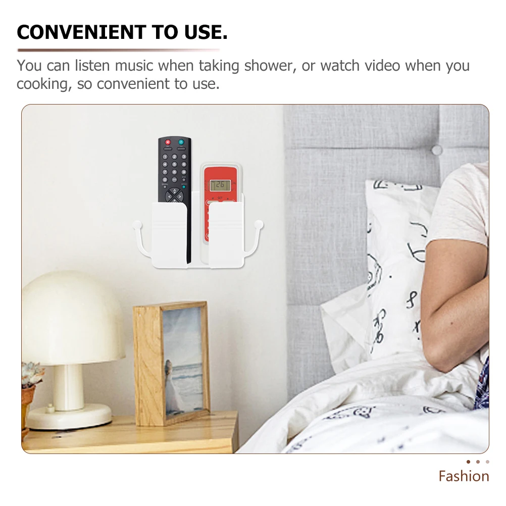 

2pcs Remote Controller Holder Wall Mount Organizer Shelf Sticky Bed Wall Phone Rack Charging Station For Smooth Surfaces