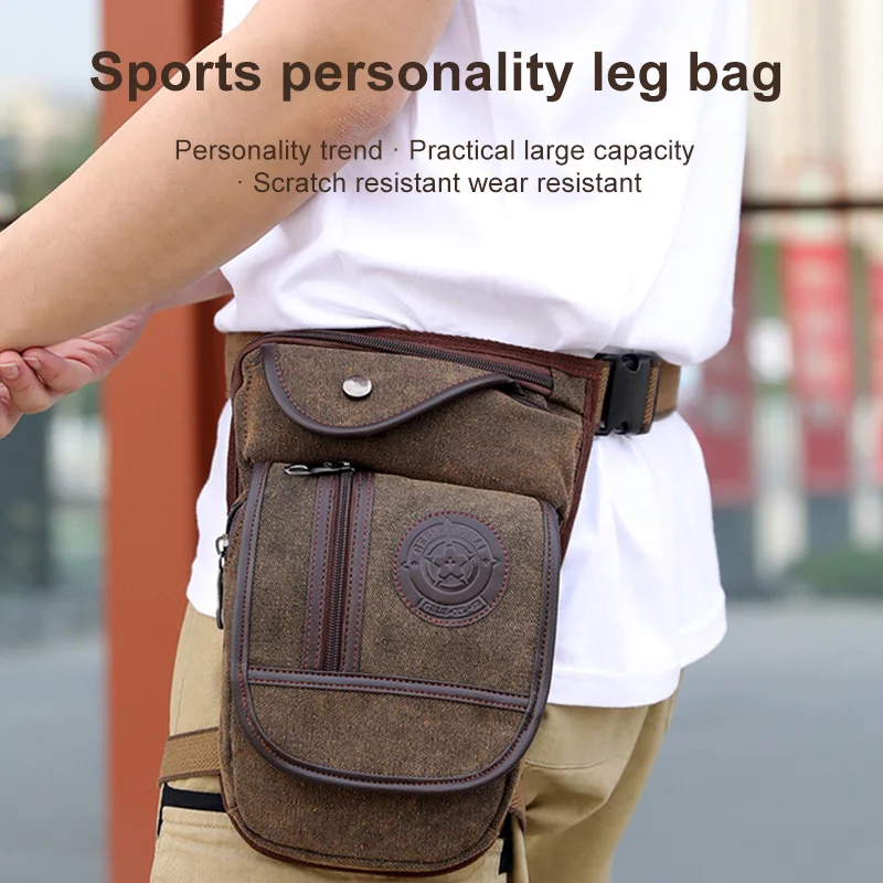 Sports waist bag, outdoor mobile phone bag, men's leg bag, cycling motorcycle bag, canvas chest bag, crossbody men's bag