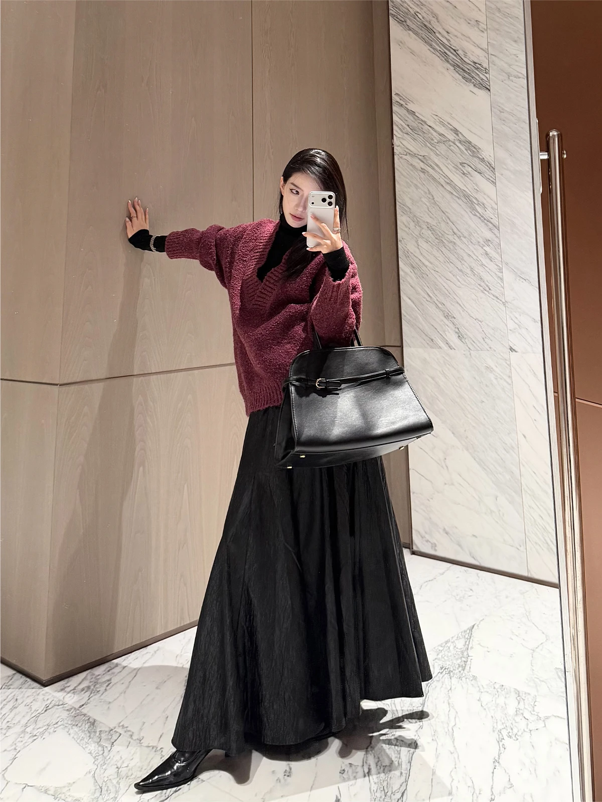 

Loose Women's Knitted Wool Sweater Large V-ne Relaxing Feel Winter Casual Long Sve Thermal Color Faion Sle