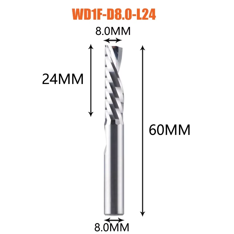 1 st AAAAA enkele fluit spiraal frees 3.175 schacht spiraal aluminium molen CNC 3D graveren carving bit voor houtbewerking Down cut