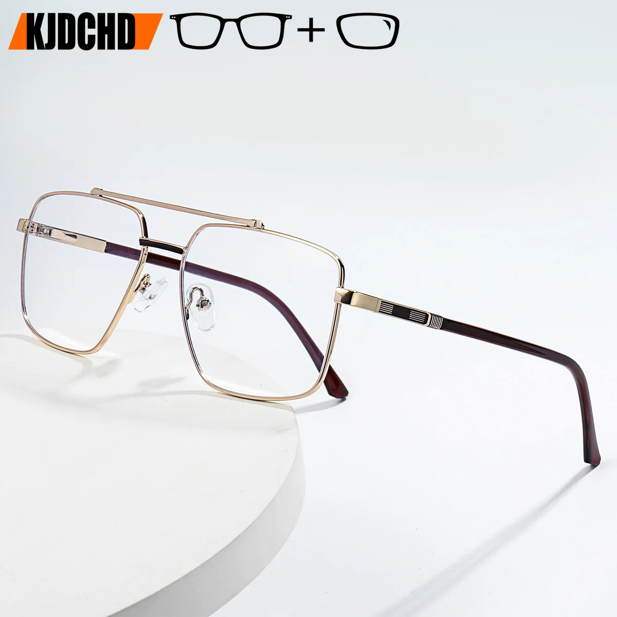 

KJDCHD High-quality Metal Aviator Progressive Prescription Glasses Fashion Myopia Eyewear Optical Eyeglasses for Man
