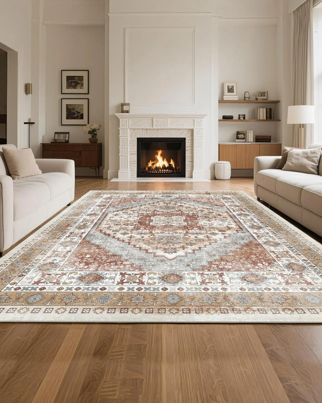 

Uimoso 8 x 10 ft Area Rug Medallion Floor Mat Indoor Carpet Washable Anti Skid