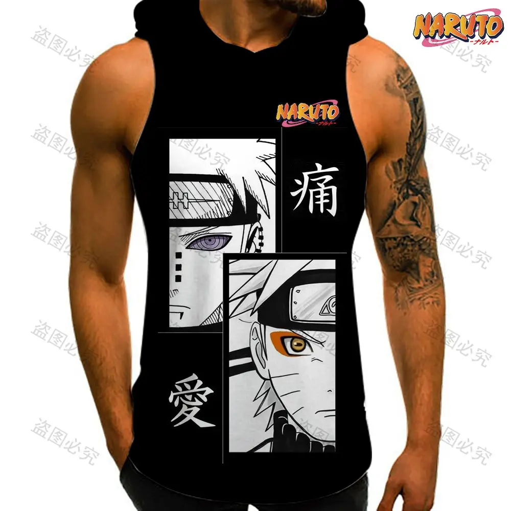 Sleeveless Shirts Essentials Hooded Vest Sportswear for Men High Quality Naruto Clothing Hip Hop Gym Y2k Men's T-shirts New 2023