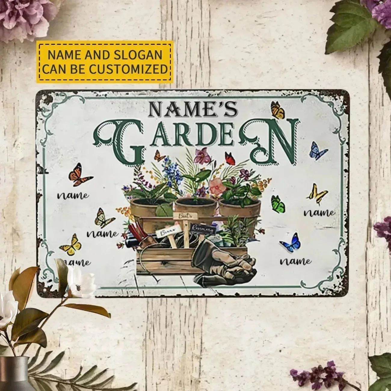 1pc Custom Photo Metal Garden Sign Personalized Vintage Wall Hanging Plaque Home Outdoor Garden Ornament Ideal Gift