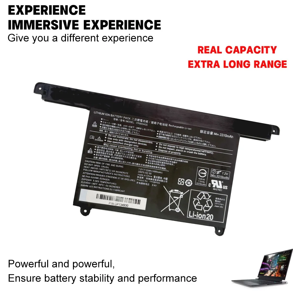 New high quality Laptop Battery FPB0343S 7.2V 25Wh 3490mAh  For Fujitsu LIFEBOOK U939/A U938/S UH75/B3 Series