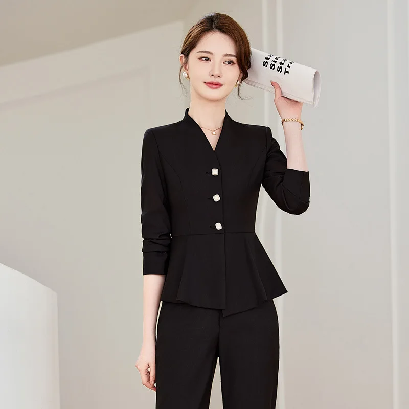 Business Wear Temperament Goddess Style Long Sleeve Beauty Salon Hotel Front Desk4SStore Manager Sales Department Jewelry Shop W