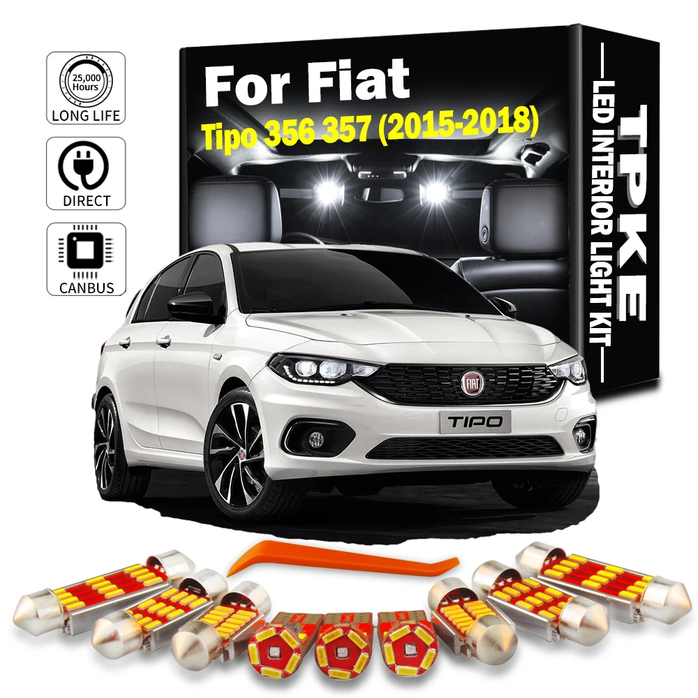 TPKE 7Pcs Canbus Error Free Car LED Bulbs Interior Dome Reading ​Trunk Map Lights Kit For Fiat Tipo 356 357 2015 2016 2017 2018