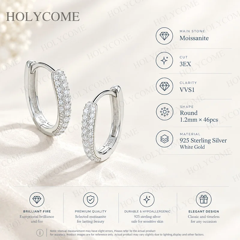 925 Sterling Silber Moissanit Creolen für Damen und Mädchen, Neueste Luxuriöse Romantische Ohrringe, Modeschmuck Geschenke – Detail 6