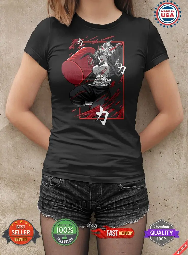 Power Chainsaw Man Shirt Waifu Ecchi Anime Tee T-Shirt Kawaii Unisex All Size