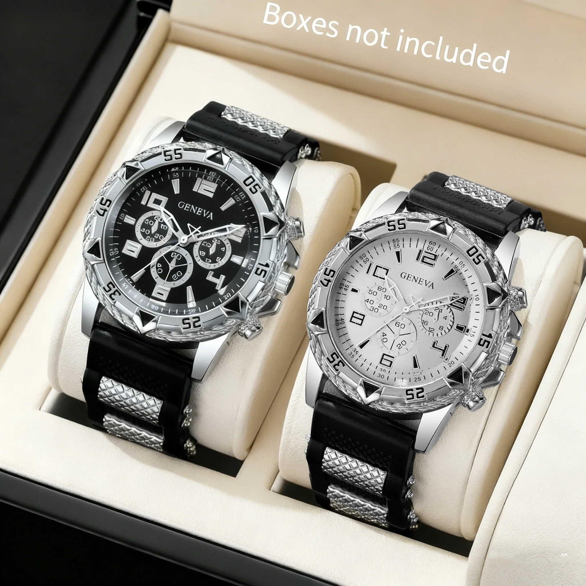 1/2 قطعة حزام سيليكون الموضة رجال الأعمال ساعات كوارتز ساعة اليد للرجل ساعة Reloj Hombre (بدون صندوق)