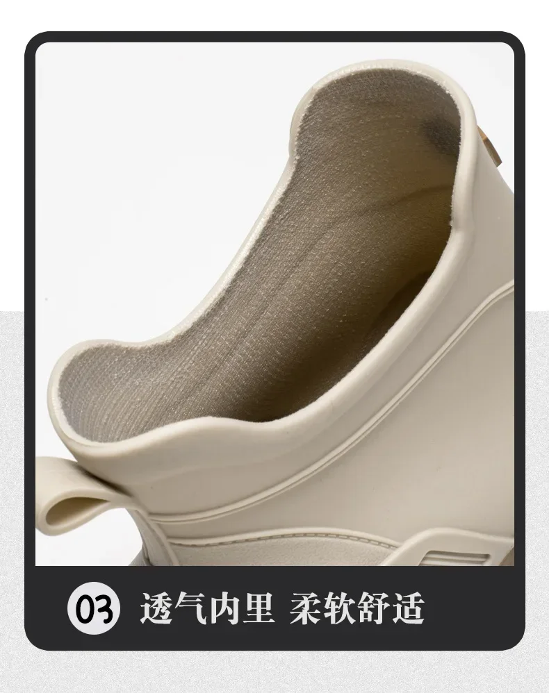 Unisex Kurze Regenstiefel Rutschfest Verstärktes PVC-Material Runde Zehenkappe Knöchelhoch Paarstiefel für Frühling und Sommer Wasserschuhe – Detail 11
