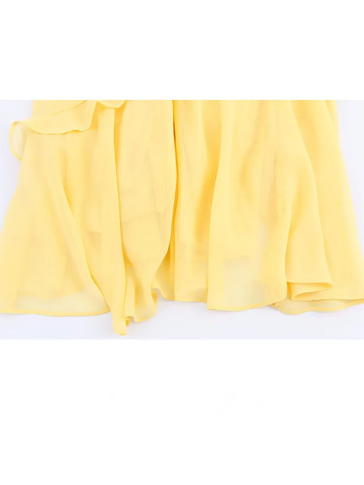 HH Vestidos de moda feminina gola quadrada amarela sem mangas sem costas em camadas decoração feminina verão estilo praia vestido longo