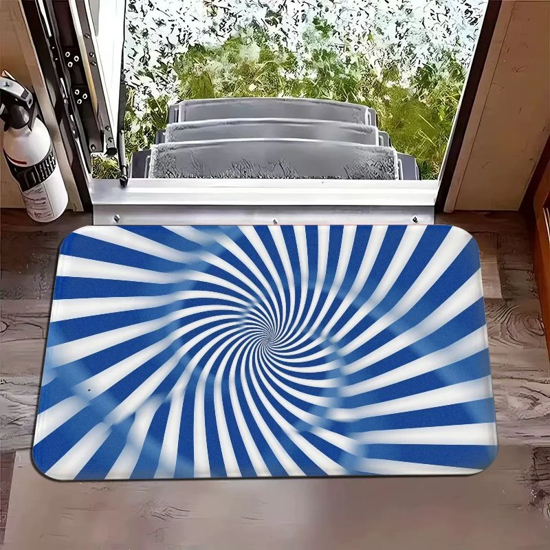 Illusion Printed Doormat Colorful Swirl Spiral Striped Visual Effect Floor Rug Household Indoor Entryway Home Non Slip Mat