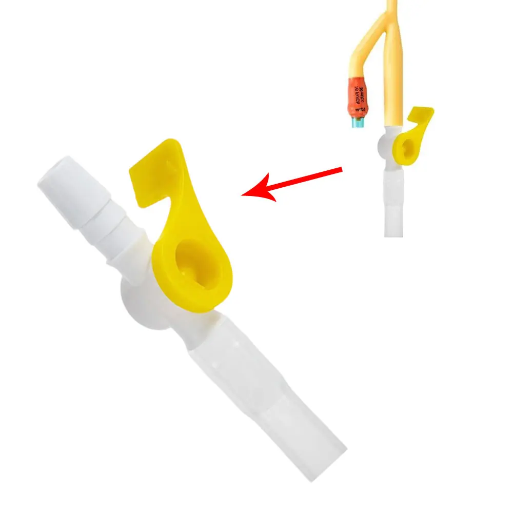 100Pcs Catheter Valve Urine Drainage Catheter Bag Valves with Smooth Edges Silicone Tubing Flow Catheter Two Way Lever Faucet
