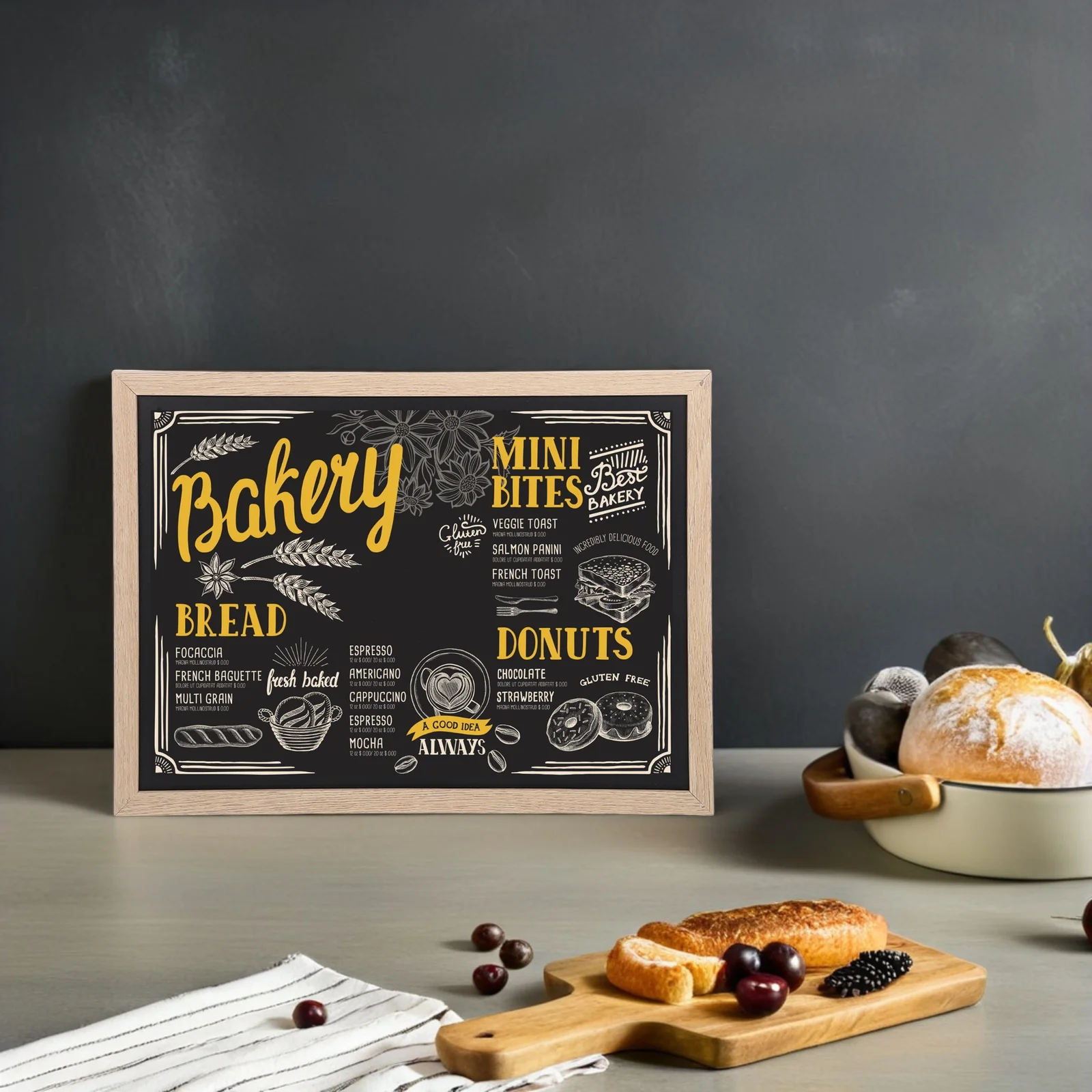 2 قطعة علامة السبورة الخشبية 40x30 سنتيمتر/15.7x11.8 "مستطيل لوحة رسائل الطاولة لبوفيه مطعم مقهى حفلة العرض #1