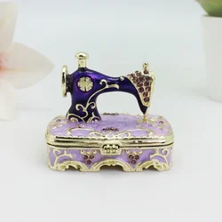 SHINNYGIFTS Sewing Machine Trinket Box Enamel Jewelry Box Hand Painted Retro Style Collectible Keepsake for Home Decor