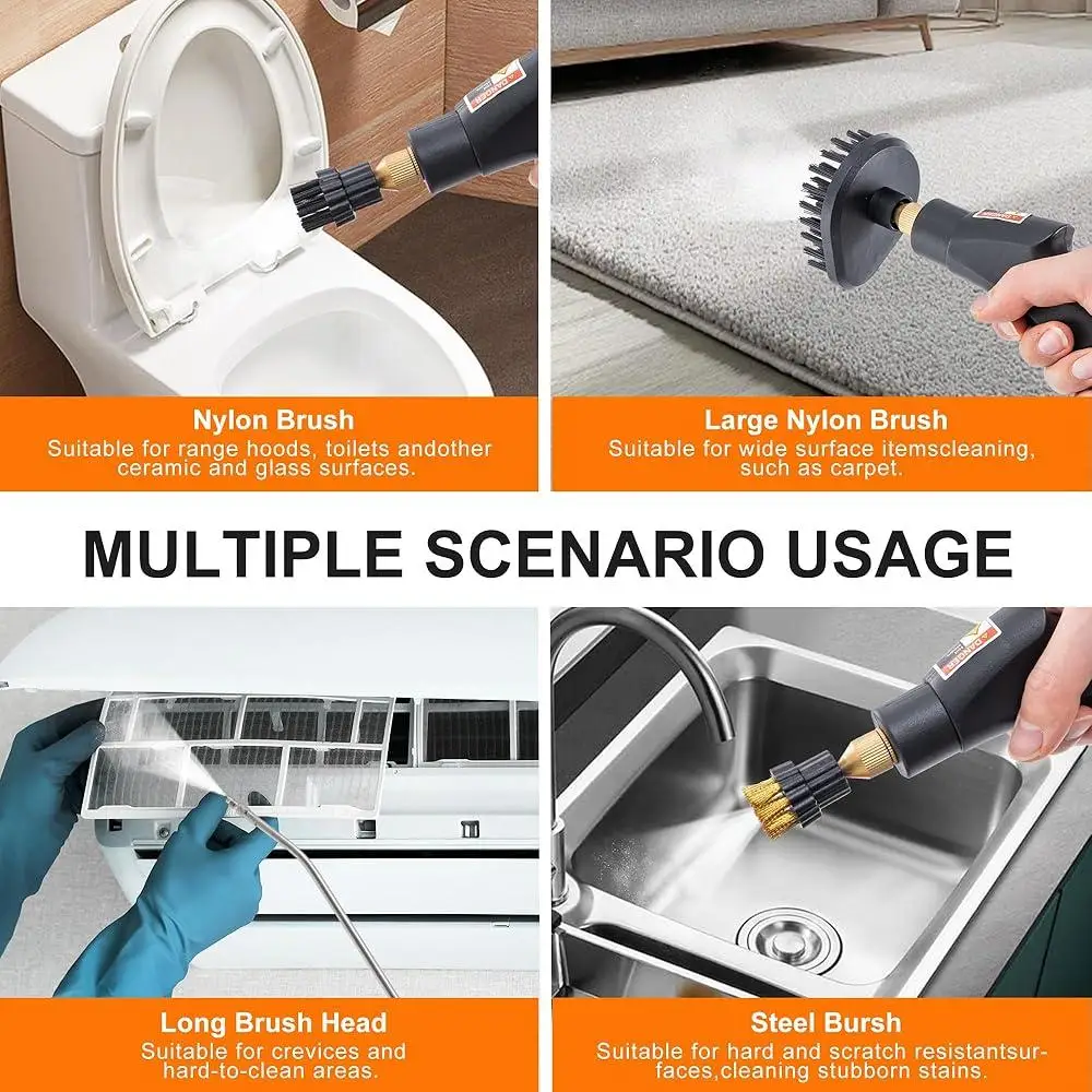 Handheld Steam Cleaner High Pressure Steamer 2500W Fast Heating 15s 6 Adjustable Speeds 9 Accessories Deep Cleaning Tool