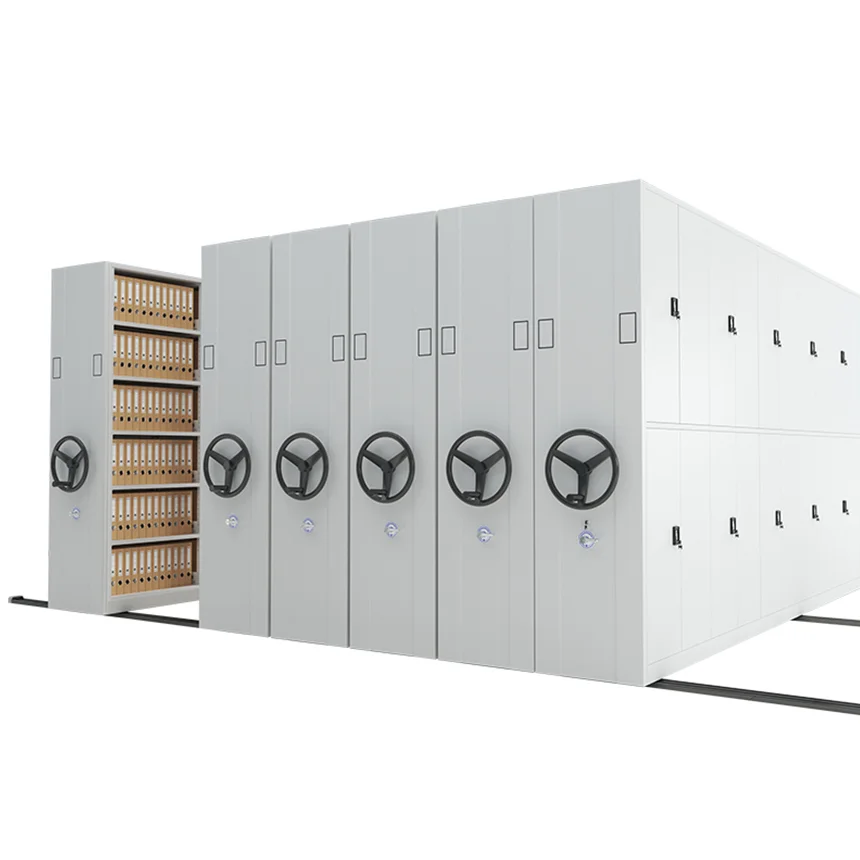 High-Density Metal Rolling Track File Cabinet Compact Office Bulk Filing and Archive Storage System With Mobile Shelves