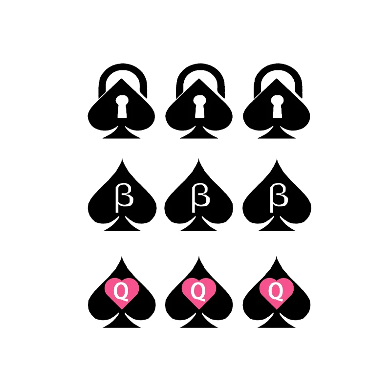 Sexy Spade Queen Spade Lock Heart Spade Tattoo Sticker Collarbone Leg Temporary Realistic Sticker Waterproof and Sweatproof