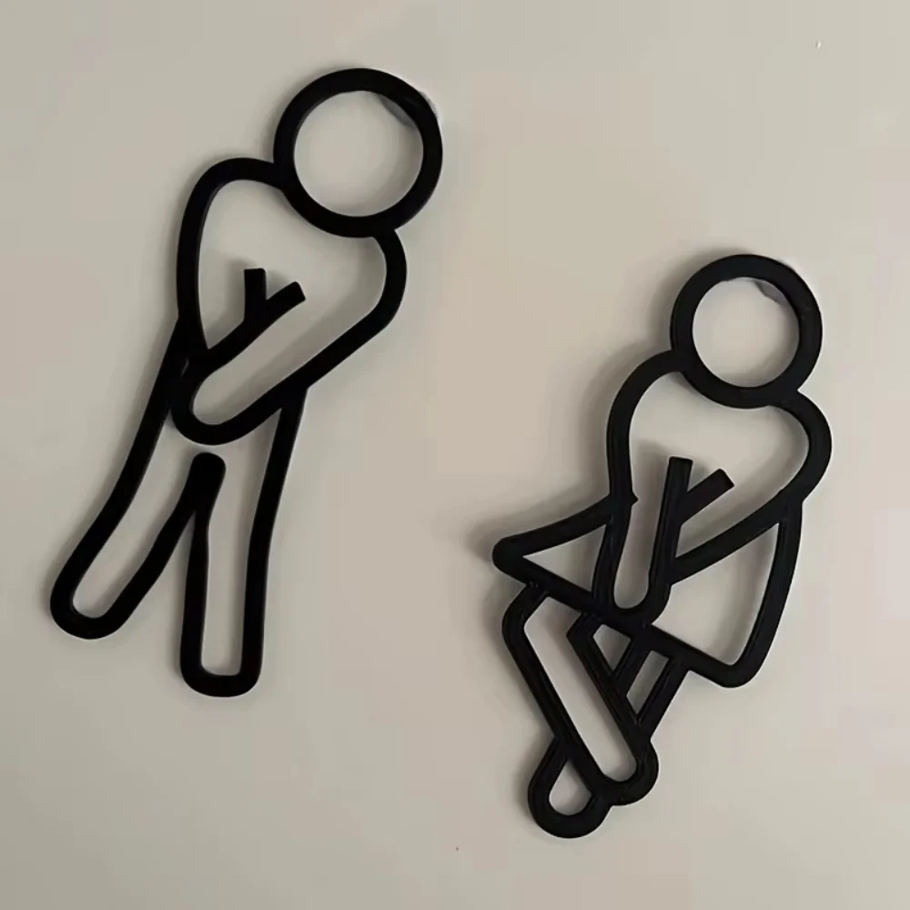 2D Flache WC-Türschilder Dekoration Herren- und Damen-Toilettenschilder Kontur-Dekoration Hängende Stücke Gästetoilette Badezimmer