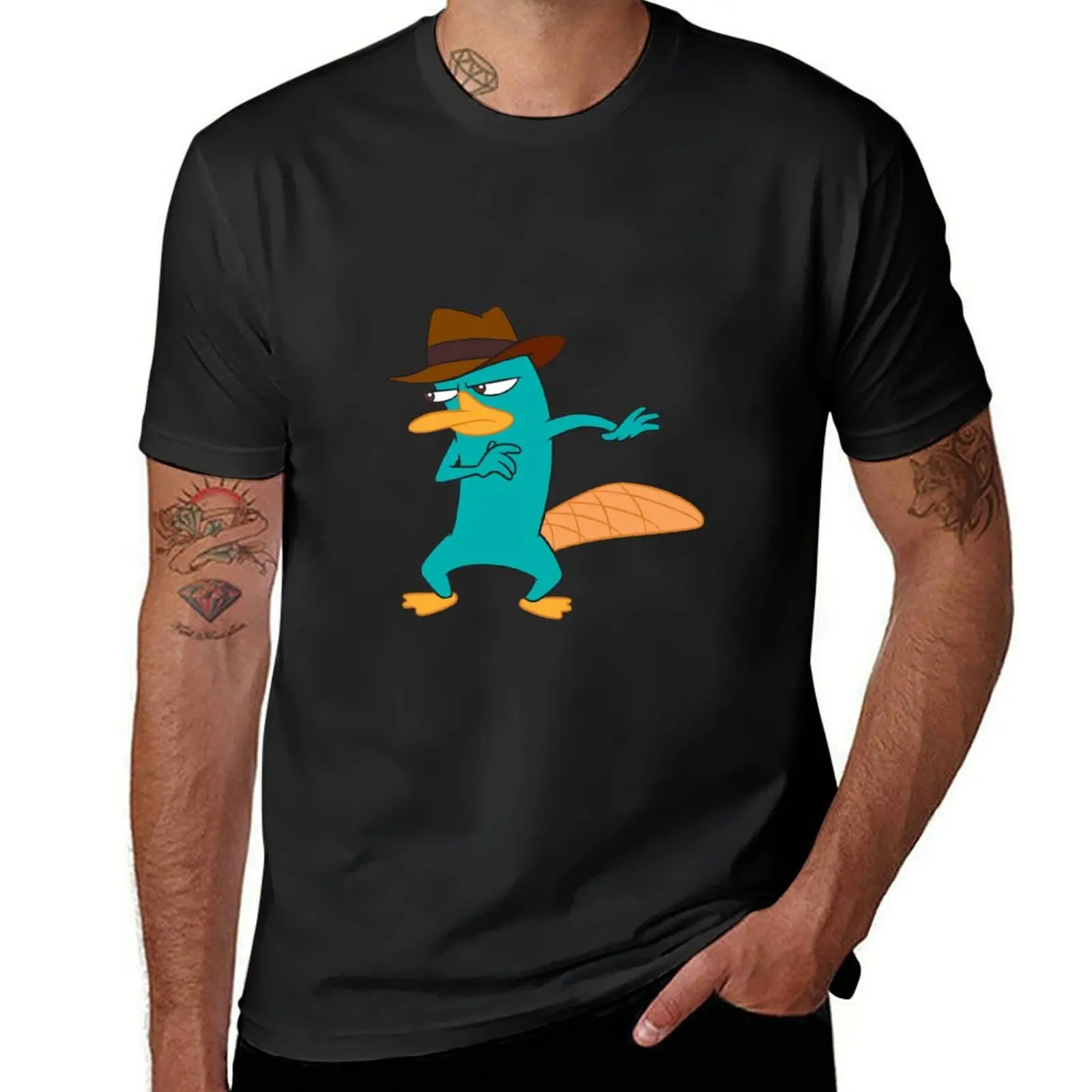 Perrythe Platypus T-Shirt Aesthetic clothing vintage clothes plain anime clothes mens cotton t shirts