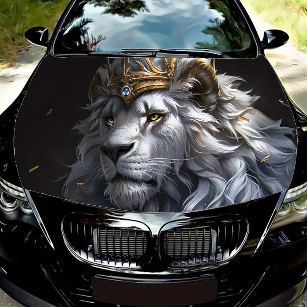 

Благородный Король Лев с принтом, обертка на капот автомобиля, цветная виниловая наклейка, графический капот грузовика, автоаксессуары, украшение, наклейка, подарок