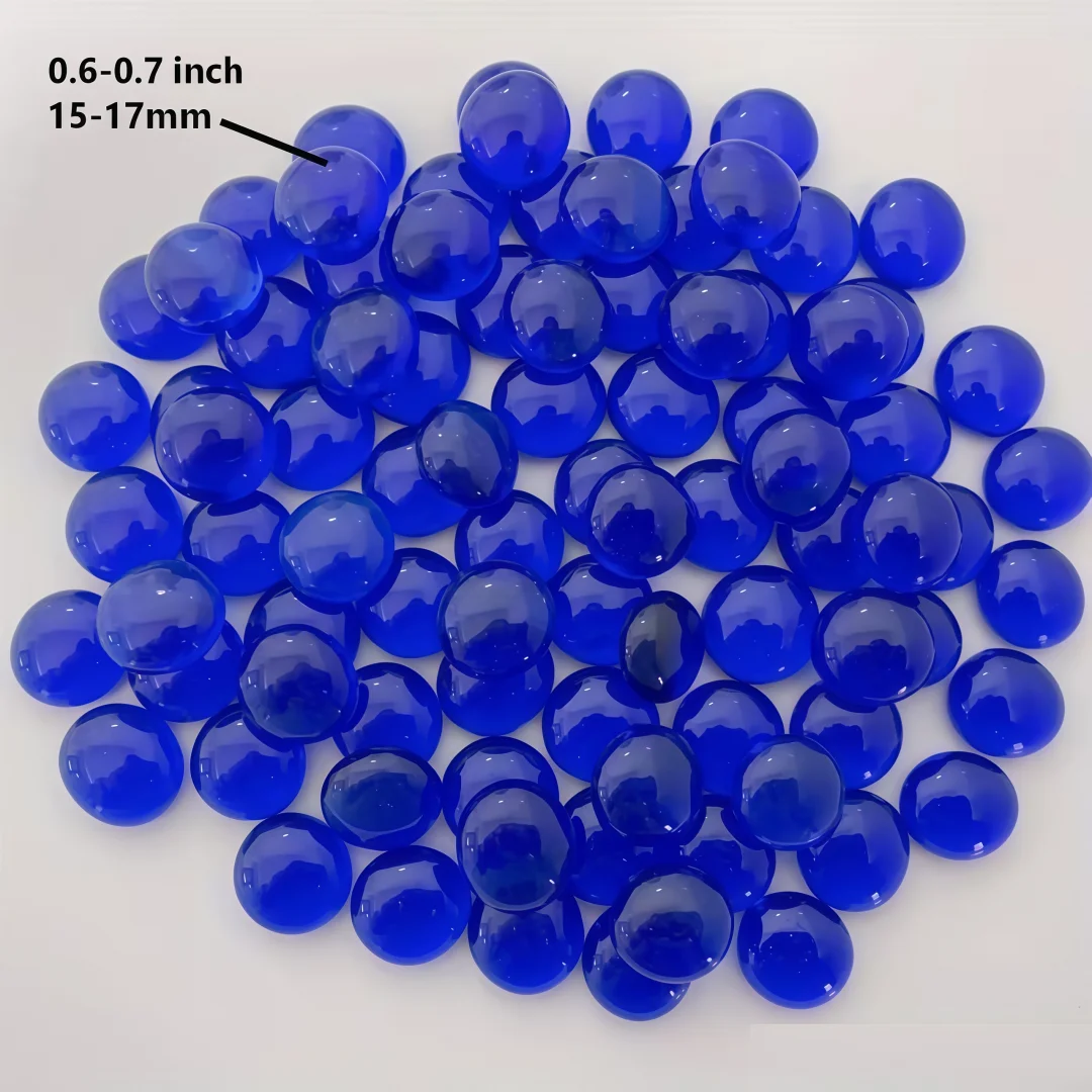 50g/100g/200g Vibrant Blue- Glass Beads, 15-17mm - Ideal for DIY Home Decor, Fish Tank Embellishments & Artistic Vase Fillings