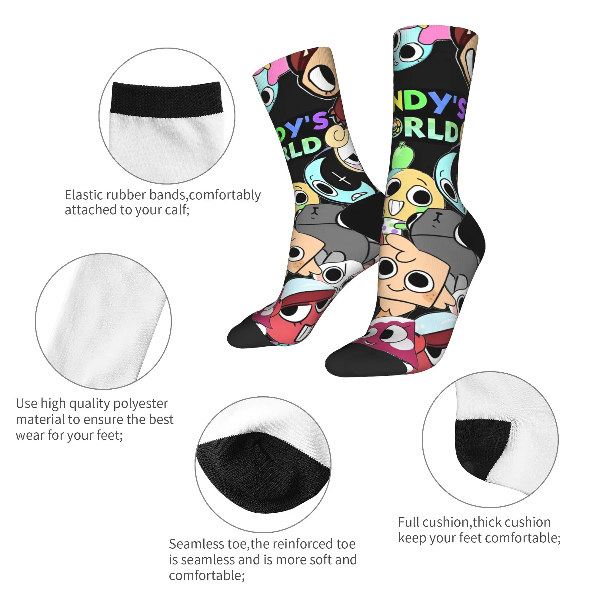 Moda Dandys World Videogames Meias de futebol Meias de poliéster para mulheres e homens respiráveis