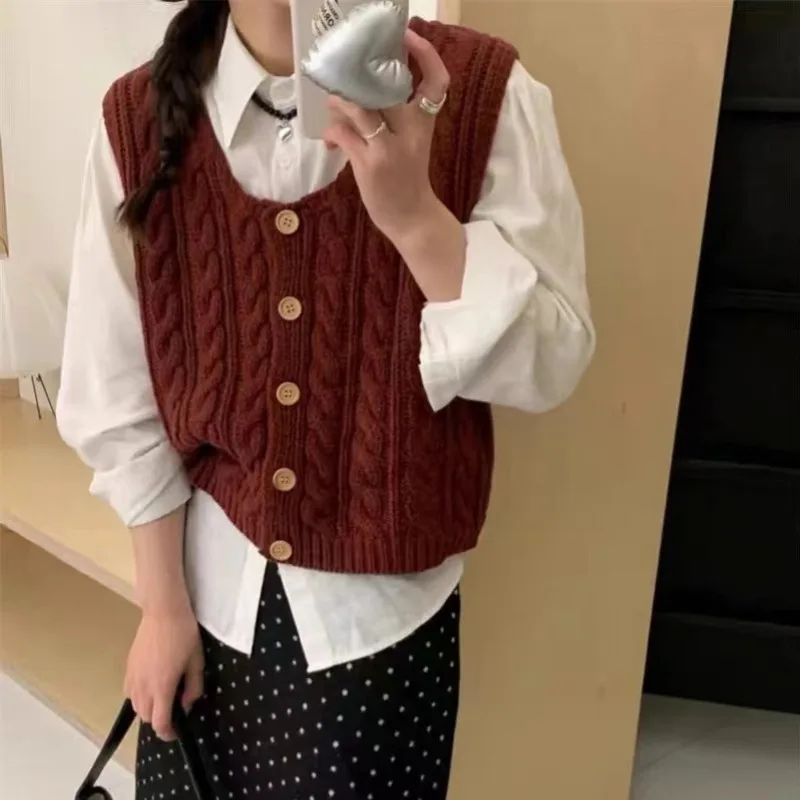 

2024 FASHION Square Neck Cardigan Jumpers Waistcoat Female Spring/autumn Women's Clothing Sweaters Vests кардиган Traf Tops Y2k