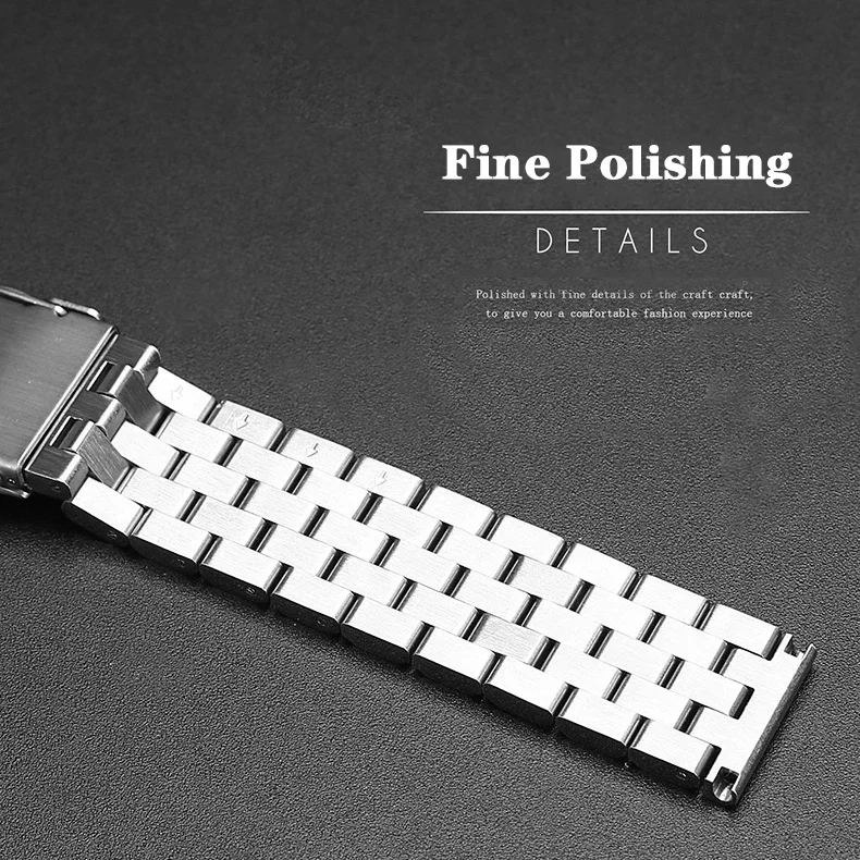 18 20 22 24mm Luxury Stainless Steel Strap for Seiko for Huawei Universal Wrist Band Metal Watch Buckle Sport Men Watch Bracelet