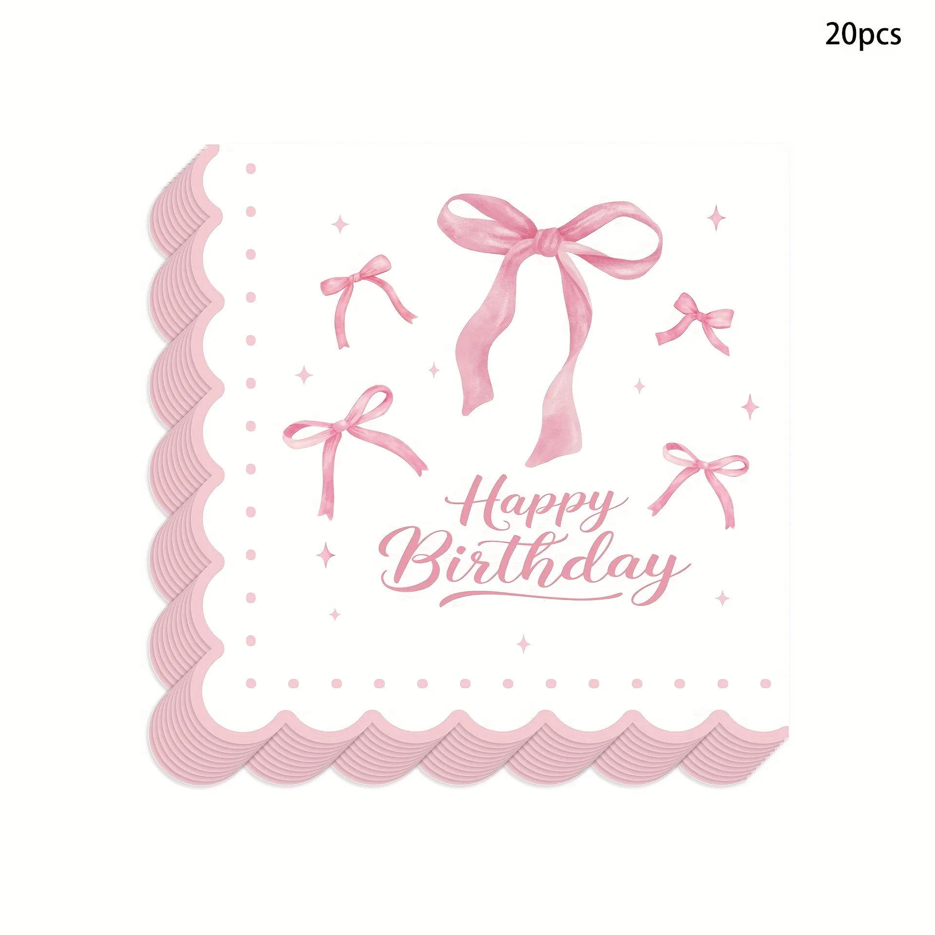 20Pcs Lace Pink Bow Party Napkin Girlfriend Birthday Party Tableware Disposable Tissue Home Room Decoration Supplies