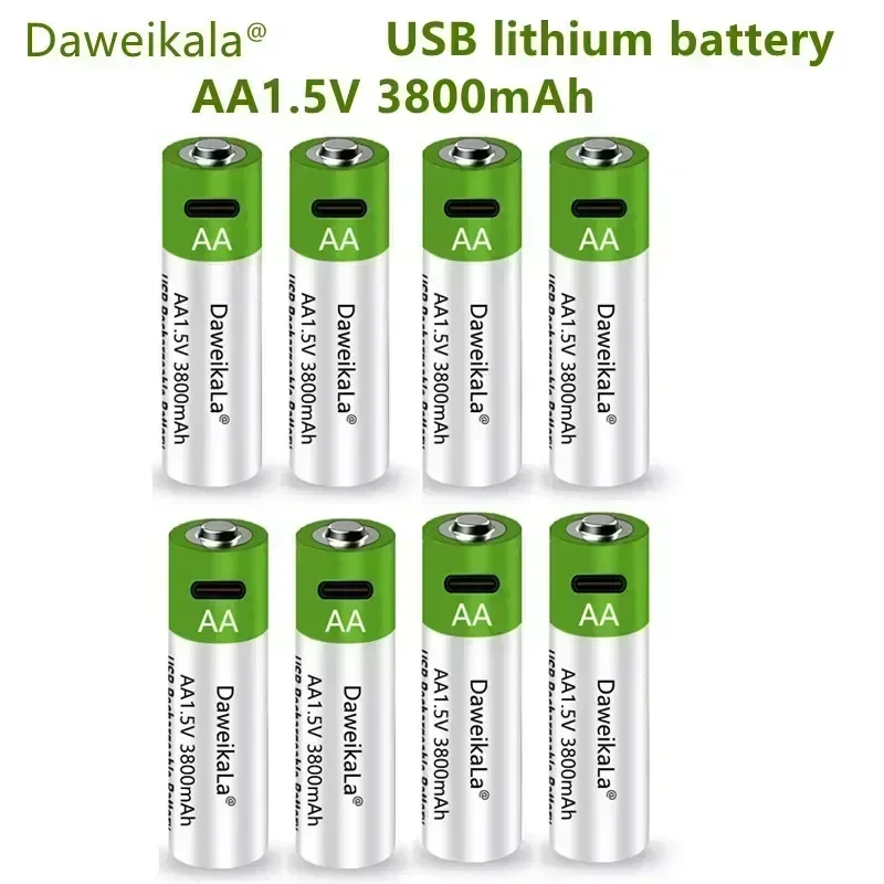 Daweikala 2025 Fast Charging 1.5V 3800mAh AA Lithium-ion Battery And USB Rechargeable Lithium USB Battery For Toy Keyboards