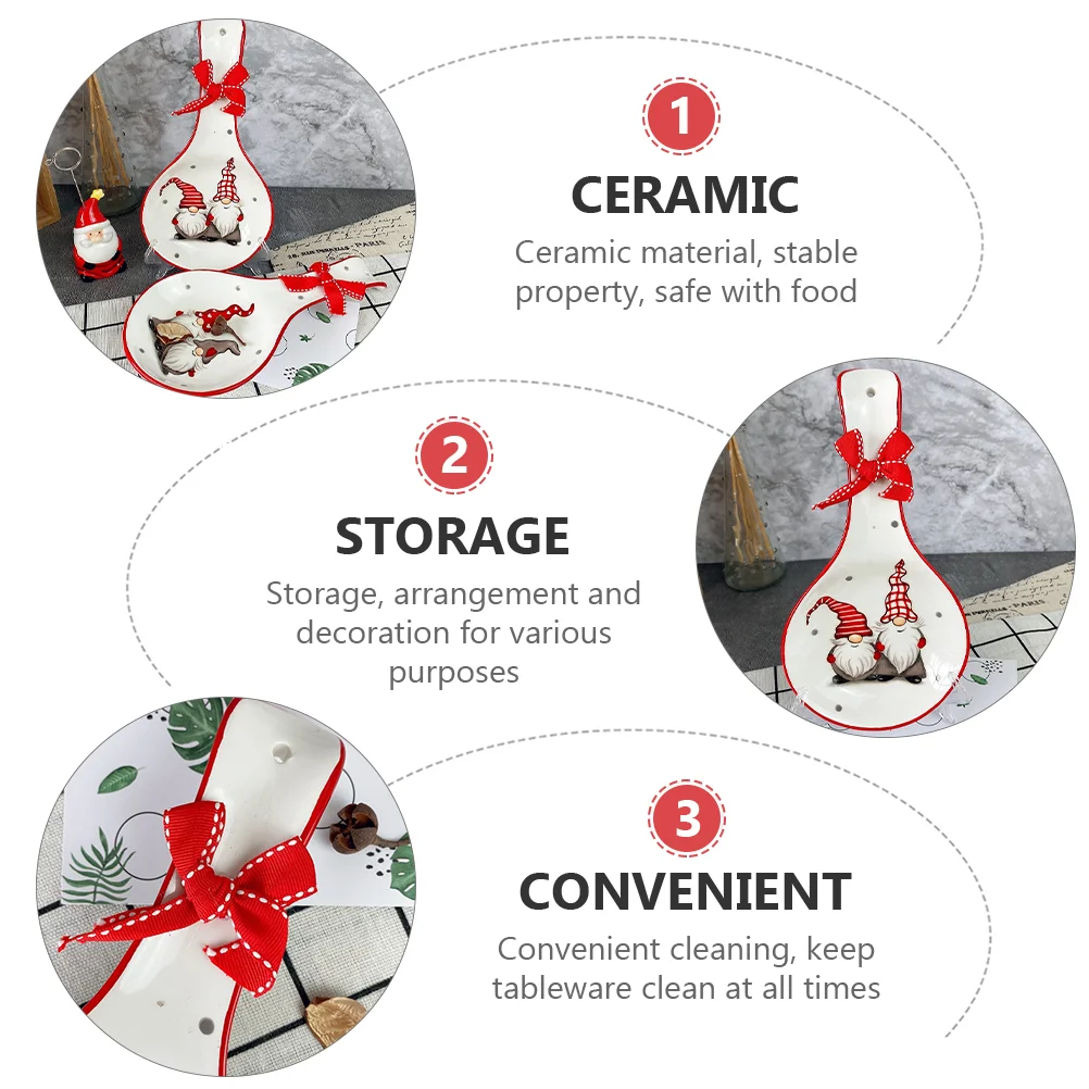 Ceramic Spoon Fork Holder Christmas Chopstick Pillow Tableware ganizer Storage Rack Utensil Rest Holiday Gift Home Decor