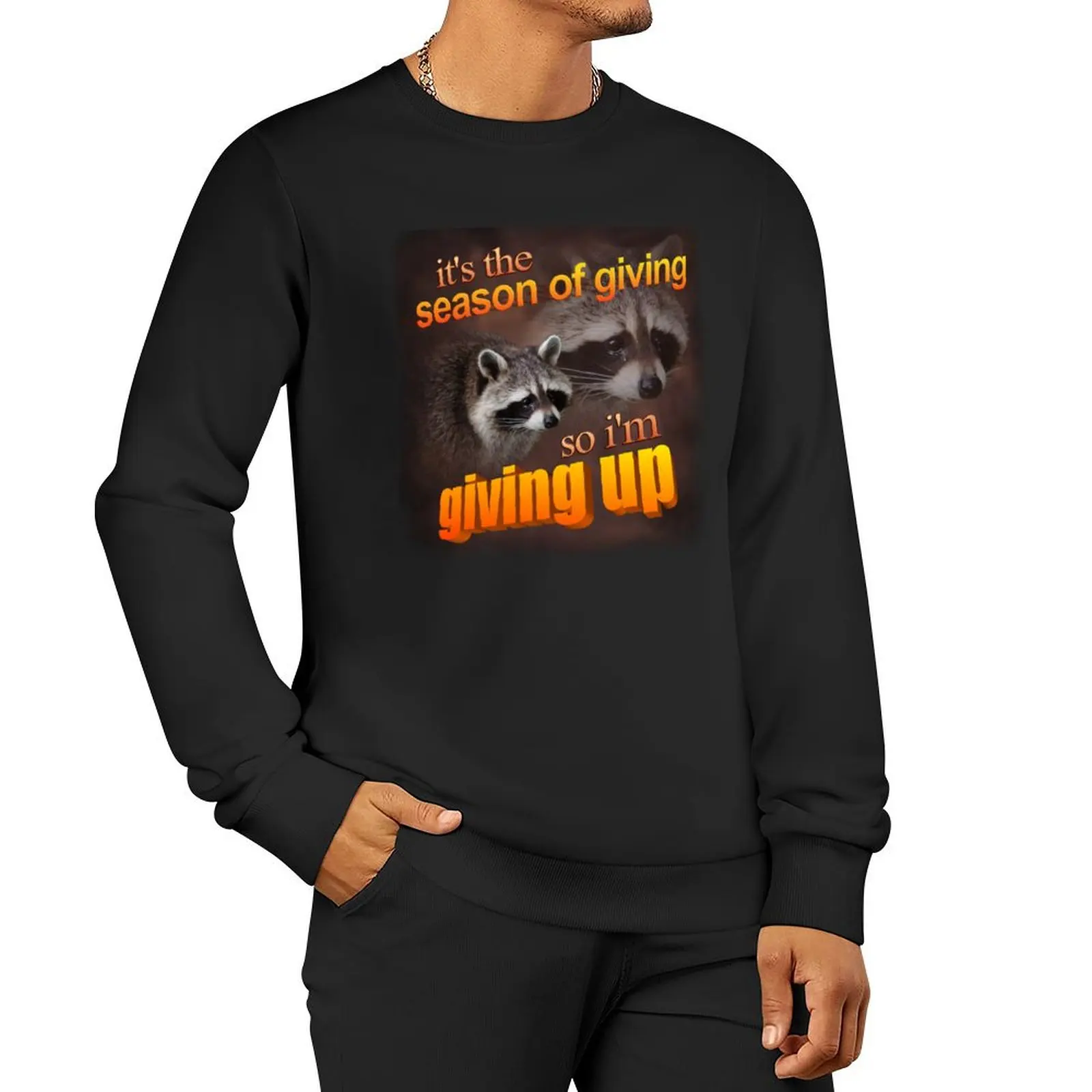 

It's the season of giving, so I'm giving up - holiday raccoon Sweatshirt hooded shirt anime sweatshirt