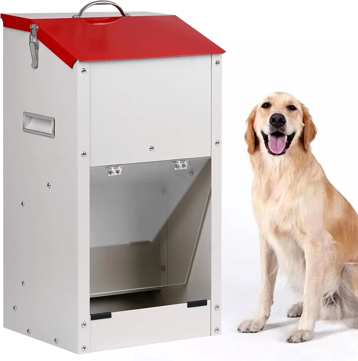 

Large Capacity Automatic Dog Feeder for Big Breeds, 25lbs Outdoor Pet Food Dispenser with Gravity Door