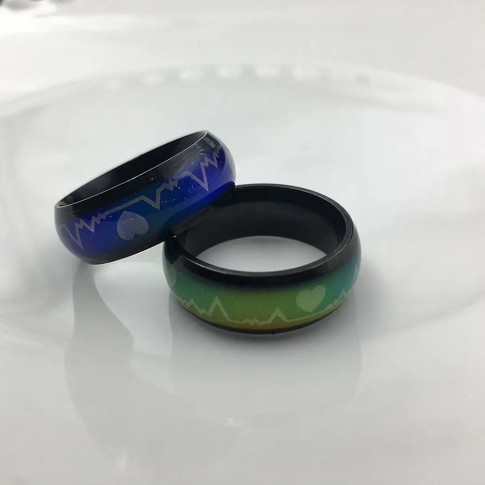 Round Shape Alloy Mood Ring Unisex Temperature Sensitive Color Shift Finger Ring for Men Women Size 10 Emotion Responsive
