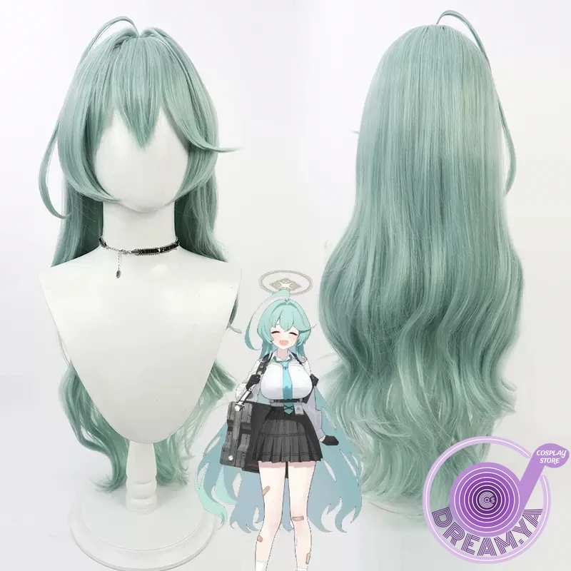 

Kuchinashi Yume Cosplay Wig Blue Archive Green 90cm Long Heat Resistant Synthetic Hair Halloween Party Role Play + Wig Cap