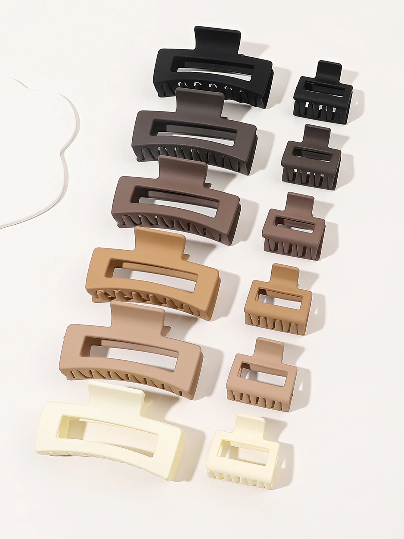 12 Pcs Neutral Rectangle Clips,Accessories for Women Girls,Including 6 Pcs 3.4 Inch Big Hair Clips and 6 Pcs 1.6 Inch Small Clip