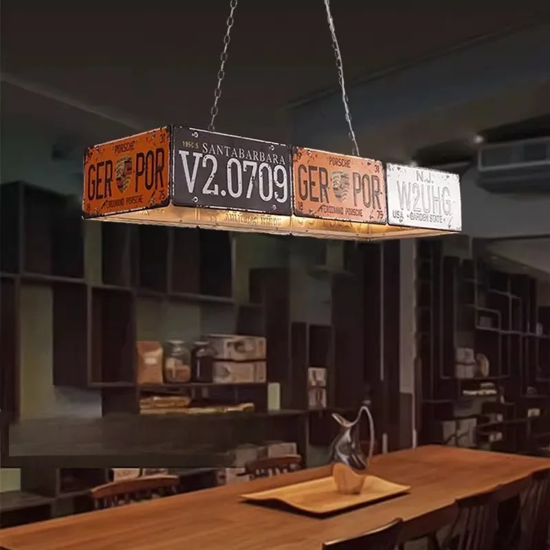 American Vintage Industrial Style Pendant Lights Restaurant Personalized Bar Counter Dining Room Cafe Rectangle Lighting Decor