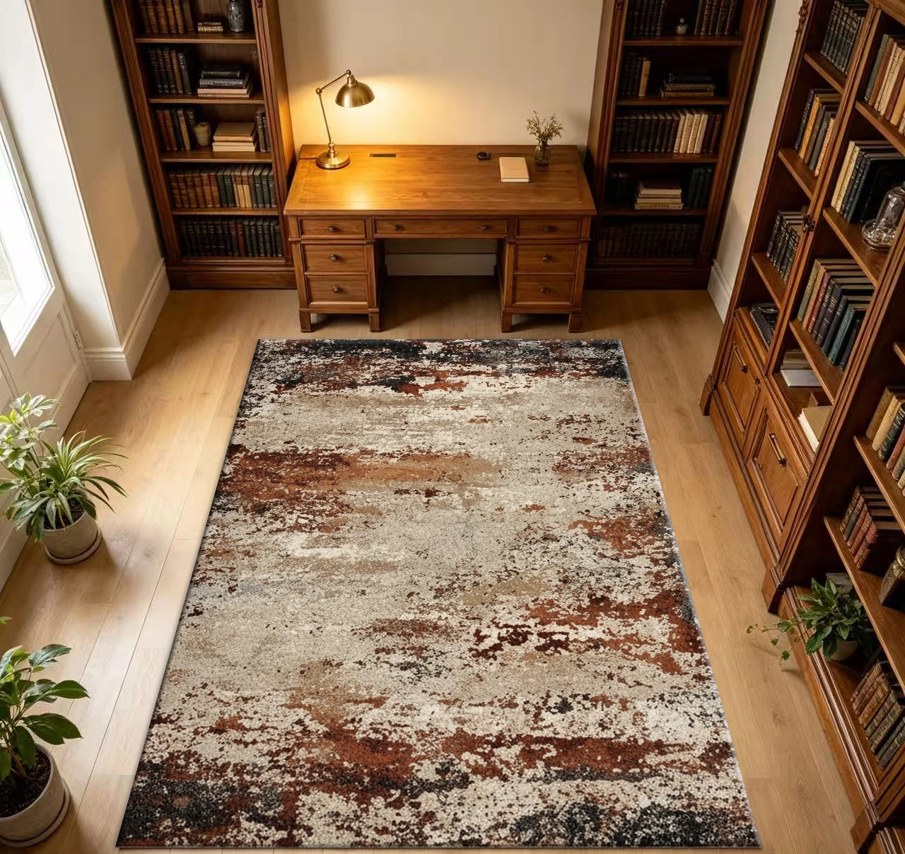 Vintage Distressed Texture Carpet Flooring for Living Room Bedroom Home Decor Area Rug