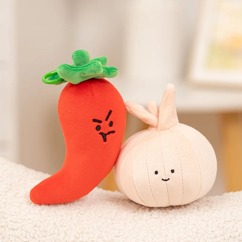 Vegetable Theme Hanging Ornaments Cute Onion Chili Carrots Mushrooms Soft Plush Toy Dolls Backpack Key Pendant Gifts For Girls
