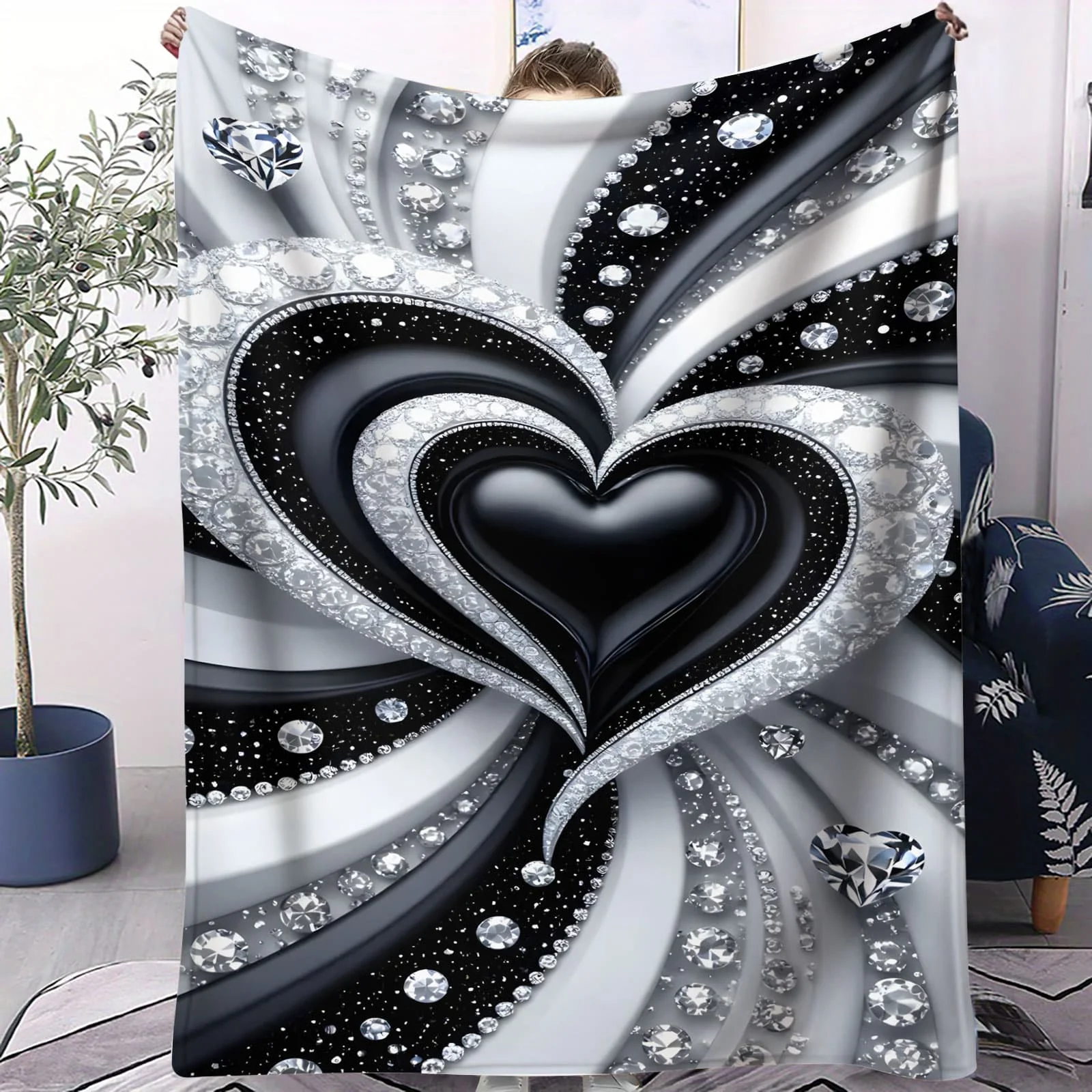 ผ้าห่มตุ๊กตาผีเสื้อหัวใจสีรุ้ง - ผ้าห่มนุ่มสำหรับห้องเด็ก โซฟา แคมป์ ตกแต่งสีสันสดใส เหมาะสำหรับครอบครัวและผู้ที่ชื่นชอบสไตล์