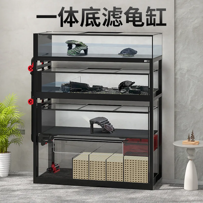 *Turtle amphibious multi-layer stream landscaping fish tank free of water change, household fish tank free of installation