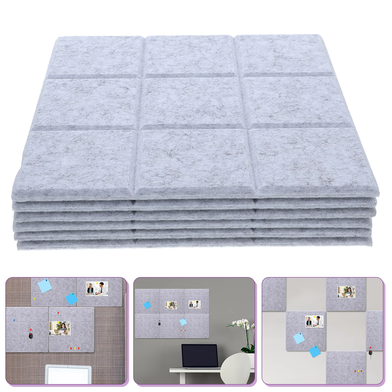 

6Pcs Self-Adhesive Felt Bulletin Board Tiles Versatile Felt Pin Boards for Home Office Memo Wall Photo Display