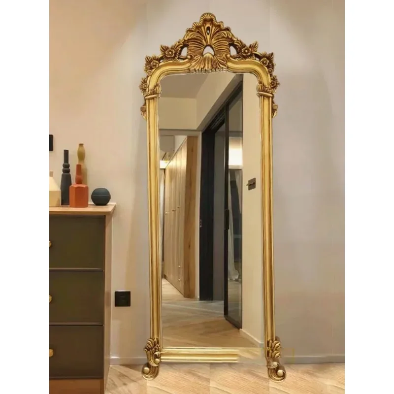Hairdressing Gold Decorative Mirror Vintage Makeup Wall Decorative Mirror Full Body Aesthetic Specchio Home Decoration YX50DM