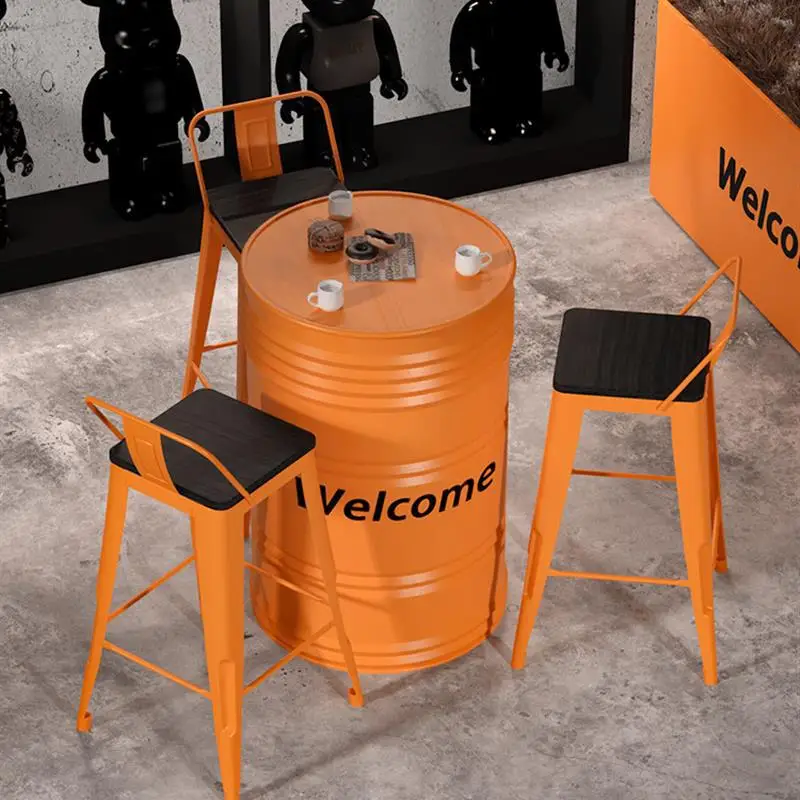 Industrial style bar dining table and chair combination Internet celebrity milk tea shop coffee shop