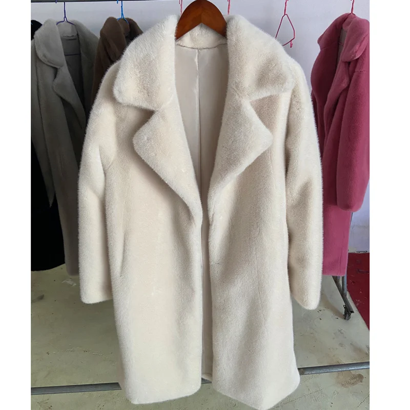 Faux Mink Fur Coat Women Especially Luxury 2023 Winter Long Fur Jackets Female Plus Size High Quality Suit Colla