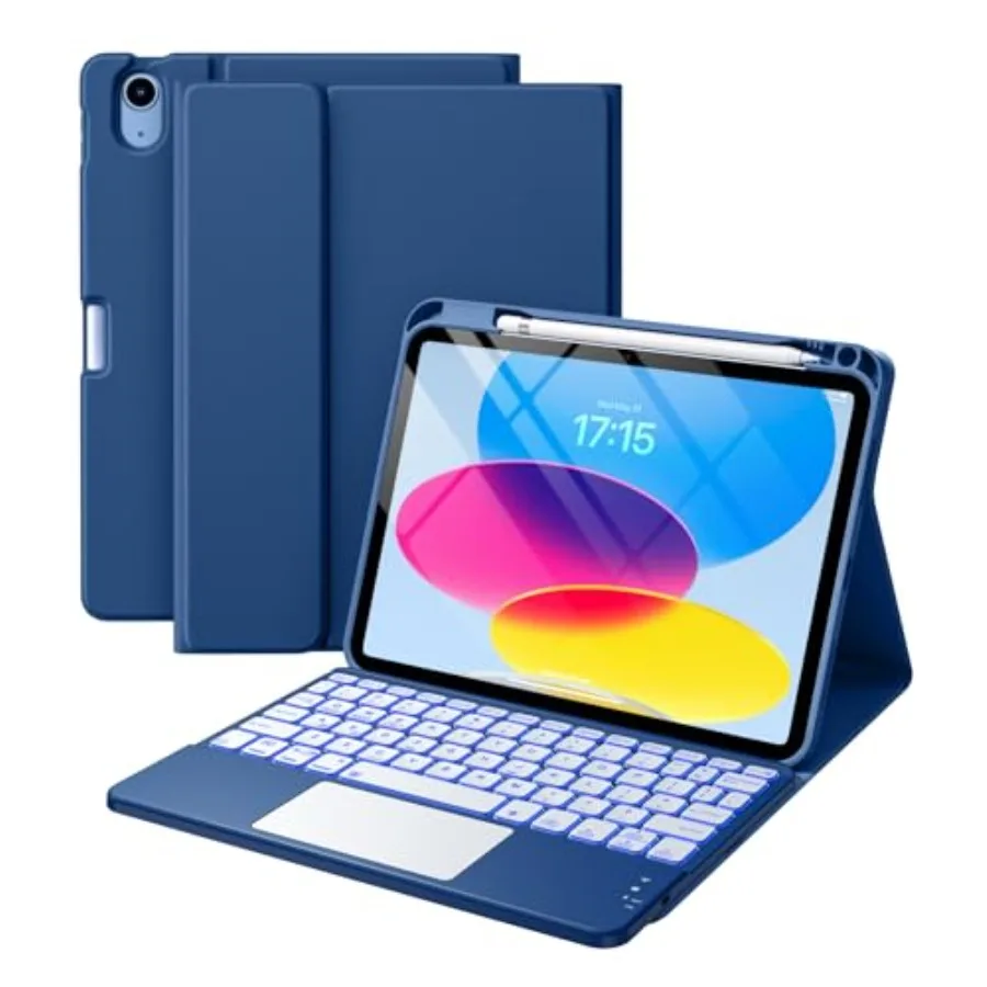 

Чехол Harvopu, совместимый с iPad 11-го и 10-го поколений, с клавиатурой, держателем для Apple Pencil, мультитач-трекпадом, 7 цветов