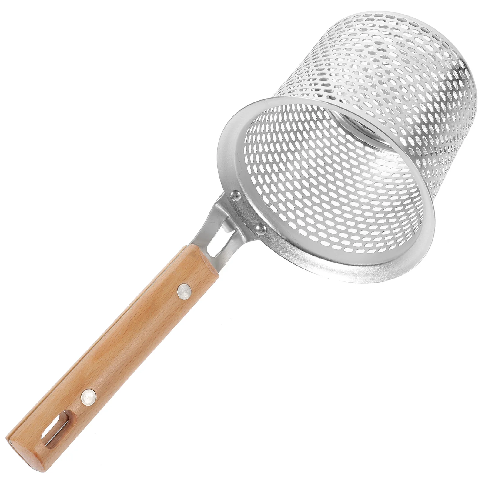 

Stainless Steel Colander Pasta Strainer Spoon Household Basket with Handle Noodle Wood Kitchen Hot Pot Strainers