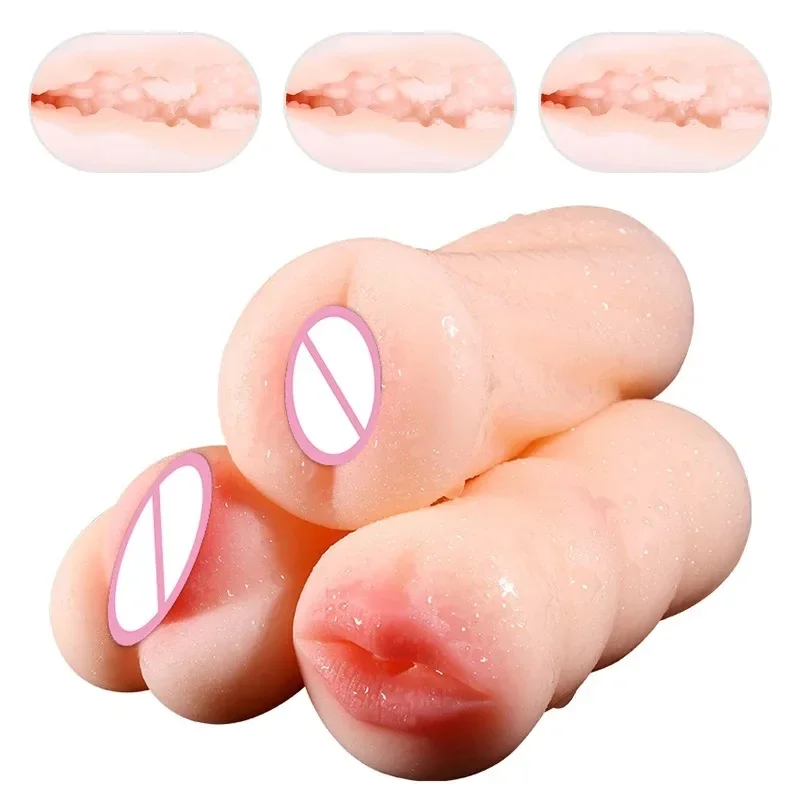 Oral Anus Vaginal Masturbator Cup Deep Throat With Tongue Realistic Vagina Pussy Sex Toy Soft Silicone Masturbation Tool for Men